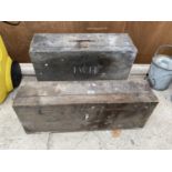 TWO VINTAGE WOODEN JOINERS CHESTS