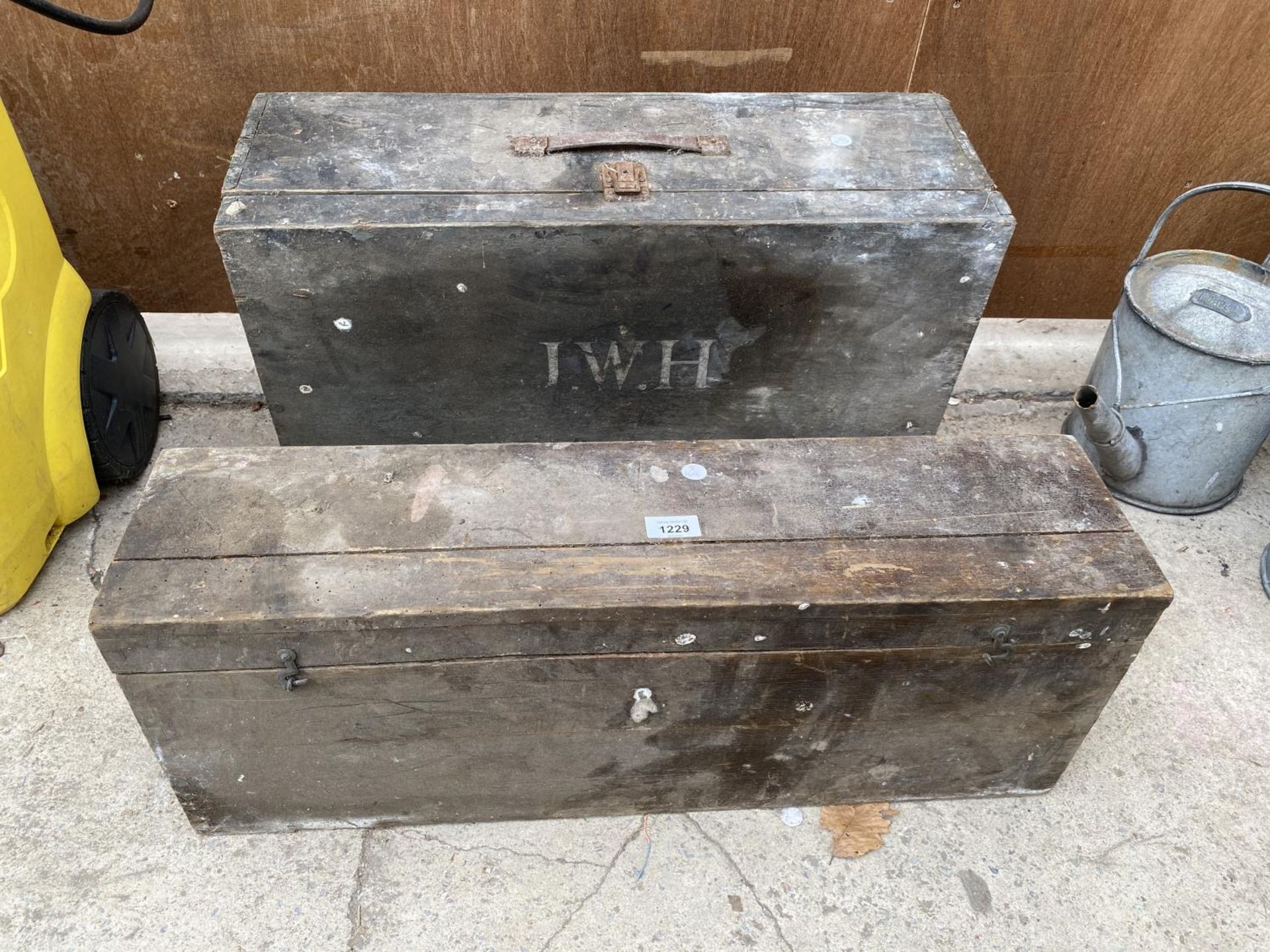 TWO VINTAGE WOODEN JOINERS CHESTS