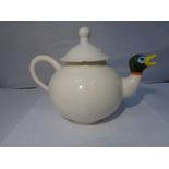 A CARLTON WARE TEAPOT WITH A DUCKS HEAD