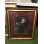A GILT FRAMED PICTURE OF A YOUNG GIRL