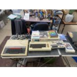 AN ASSORTMENT OF RETRO ITEMS TO INCLUDE A VIC-20 COLOUR COMPUTER, AN ACORN DATA RECORDER AND A