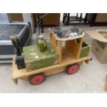 A VINTAGE WOODEN TOY TRAIN