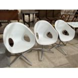 THREE CONNECTION EGG CHAIRS ON ALLOY BASES