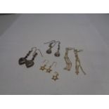 FOUR PAIRS OF VARIOUS EARRINGS ONE WITH MATCHING PENDANT