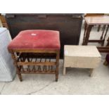 AN EDWARDIAN PIANO STOOL AND SMALL PAINTED STOOL