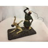 A BERGMAN STYLE COLD PAINTED BRONZE OF A NATIVE AND A WOMAN HEIGHT APPROXIMATELY 15CM