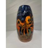 AN ANITA HARRIS OCTOPUS VASE SIGNED TO THE BASE IN GOLD