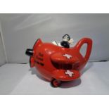 A CARLTONWARE RED BARON AEROPLANE TEAPOT IN ORIGINAL BOX