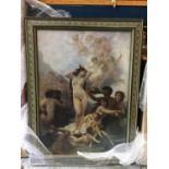 A DECORATIVE RAPHAEL STYLE FRAMED PRINT OF ANGELS 70CM X 53CM