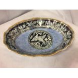 A NEWHALL 'BOUMIER WARE' BLUE AND WHITE DISH