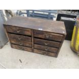 A VINTAGE EIGHT DRAWER PINE ENGINEERS CHEST