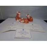 A ROYAL CROWN DERBY COLLECTION OF THREE CATS 'GINGER KITTEN' 'PLAYFUL GINGER KITTEN' 'SLEEPING