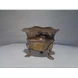 A SILVER MUSTARD POT AND A SPOON