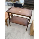 A RETRO TEAK 'REMPLOY' TWO TIER TROLLEY WITH TRAY TOP