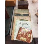 A NUMBER OF VINTAGE SHEET MUSIC BOOKS AND A SMALL WOODEN BOX