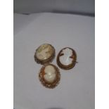 THREE CAMEO BROOCHES