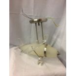 A VINTAGE OPAQUE GLASS DECO STYLE PLANE LIGHT (GLASS A/F)