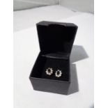 A PAIR OF 9CT GOLD AND SAPPHIRE EARRINGS IN BOX