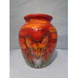 AN ANITA HARRIS FOX VASE WITH GOLD SIGNATURE TO THE BASE