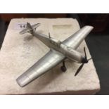 A PEWTER MODEL 1937 GERMAN WW2 FIGHTER AIRCFRAFT 'MESSERSCHMITT 109'