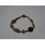A SILVER AND AGATE BRACELET