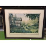 A FRAMED LIMITED EDITION MALCOLM BUTLER PRINT 'THE PACKET HOUSE AND BOAT STEPS WORSLEY' 322/500