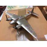 A BOXED PEWTER MODEL 1940 WW2 BRITISH COMBAT TWIN ENGINED AIRCFRAFT 'DE HAVILLAND MOSQUITO' OR KNOWN