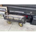 A FOUR WHEELED METAL FRAMED MARKET GARDNERS TROLLEY