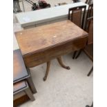 A 19TH CENTURY MAHOGANY DROP-LEAF TABLE ON QUATREFOIL BASE