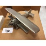 A BOXED PEWTER MODEL 1919 BIPLANE 'ARMSTRONG WHITWORTH SISKIN'