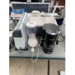 AN ASSORTMENT OF ELECTRICALS TO INCLUDE A PANASONIC MICROWAVE, A DELONGHI COFFEE MAKER AND A KENWOOD