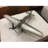 A PEWTER MODEL AEROPLANE 1935 BRITISH RAF SINGLE SEATER FIGHTER AIRCRAFT 'HAWKER HURRICANE'