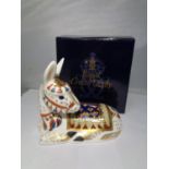 A ROYAL CROWN DERBY 'THISTLE' DONKEY FOR GOVIERS OF SIDMOUTH IN ORIGINAL BOX