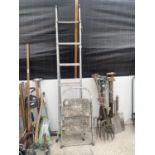 AN ALUMINIUM THREE WAY COMBINATION LADDER AND A TWO RUNG STEP LADDER