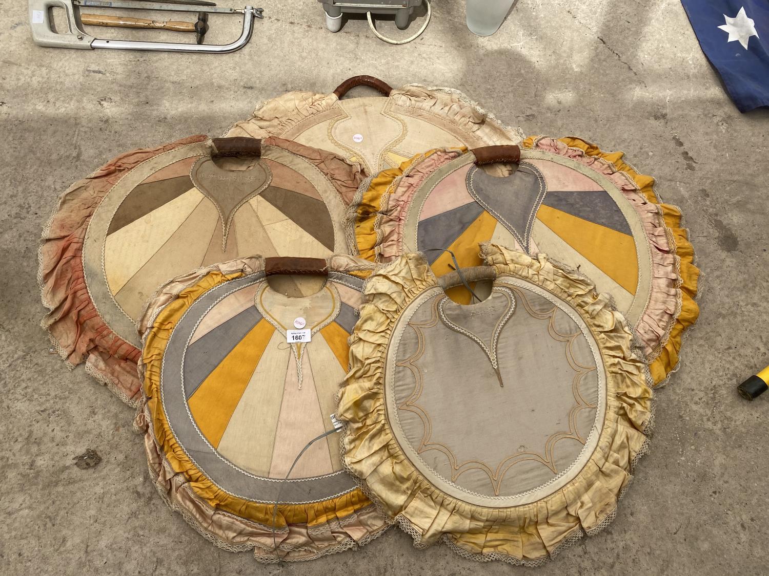 FIVE ANTIQUE EMBROIDERED FANS