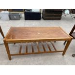 A RETRO TEAK TWO TIER COFFEE TABLE