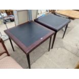 A PAIR OF FOLDING FUNCTION TABLES, 32" SQUARE