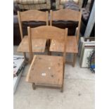 THREE VINTAGE WOODEN FOLDING CHAIRS
