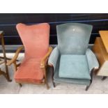 TWO MID 20TH CENTURY FIRESIDE CHAIRS