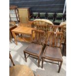 A SET OF FOUR MID 20TH CENTURY OAK DINING CHAIRS AND A MODERN TROLLEY