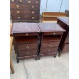 A PAIR OF STAG BEDSIDE CHESTS