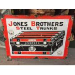 A WOODEN 'JONES BROTHERS STEEL TRUNKS' SIGN