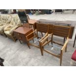 A PAIR OF CINTIQUE FIRESIDE CHAIRS AND A RETRO TEAK DRESSING TABLE