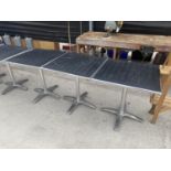 THREE POLISHED ALLOY PATIO TABLES, 27" SQUARE
