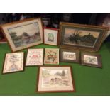 A SELECTION OF FRAMED PRINTS AND TAPESTRIES