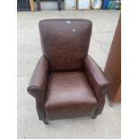 A MODERN LEATHER EASY CHAIR