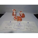 A ROYAL CROWN DERBY COLLECTION OF THREE CATS 'GINGER KITTEN' 'PLAYFUL GINGER KITTEN' 'SLEEPING