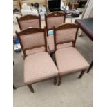 FOUR EDWARDIAN UPSOLSTERED DINING CHAIRS