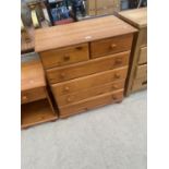 A MODERN PINE CHEST OF TWO SHORT AND FOUR LONG DRAWERS, 31" WIDE