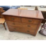 A LATE 19TH CENTURY MAHOGANY CHEST OF TWO SHORT AND TWO LONG DRAWERS, 45" WIDE